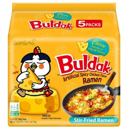 Samyang – Spicy Chicken Buldak Noodle (Cheese) 140g x 5, Pack of 5 (140g each), Creamy Cheese