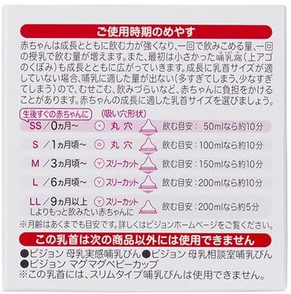 610jCmJ-VTL._AC Pigeon Breast Milk Authentic Feeling Nipple (Silicone Rubber) 1 Month and Up Small Size(2 pieces) - Image 4