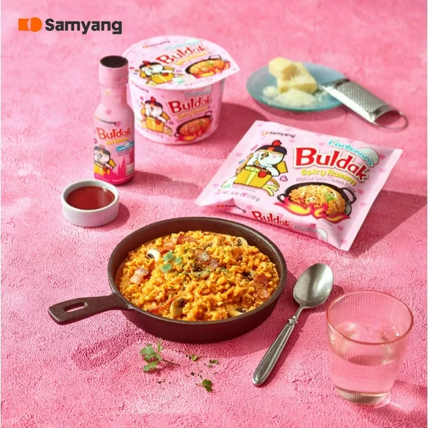67614420-4f98-4a83-b0df-294d4f3991fd.94324a03031e7336f54207b887249091 Samyang – Spicy Chicken Buldak Noodle (Carbo) 130g x 5, Pack of 5 (130g each), Creamy Carbo - Image 3