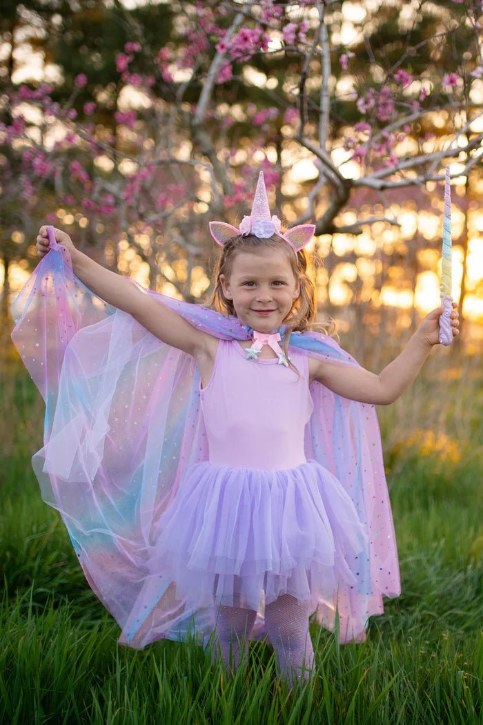 7_26c4738e-9847-4d64-aadd-6d603a79b226 Rainbow Unicorn Cape & Headband 4-6Y - Image 4