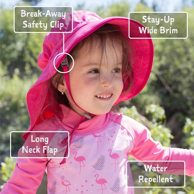HAV0-Feature-2-GIRL-1 Kids Water Repellent Adventure Hats | Pink Strawberry - Image 4