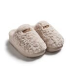 Pawseed Plush Fleece Couple's Slippers - Women's Winter Warm, Non-Slip, AntiBacterial Indoor Fuzzy House Shoes