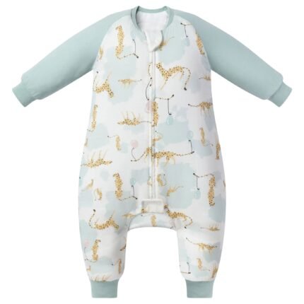 Raglan Bamboo Long Sleeve Footed Sleep  Bag 2.5 TOG - Cheetah Party