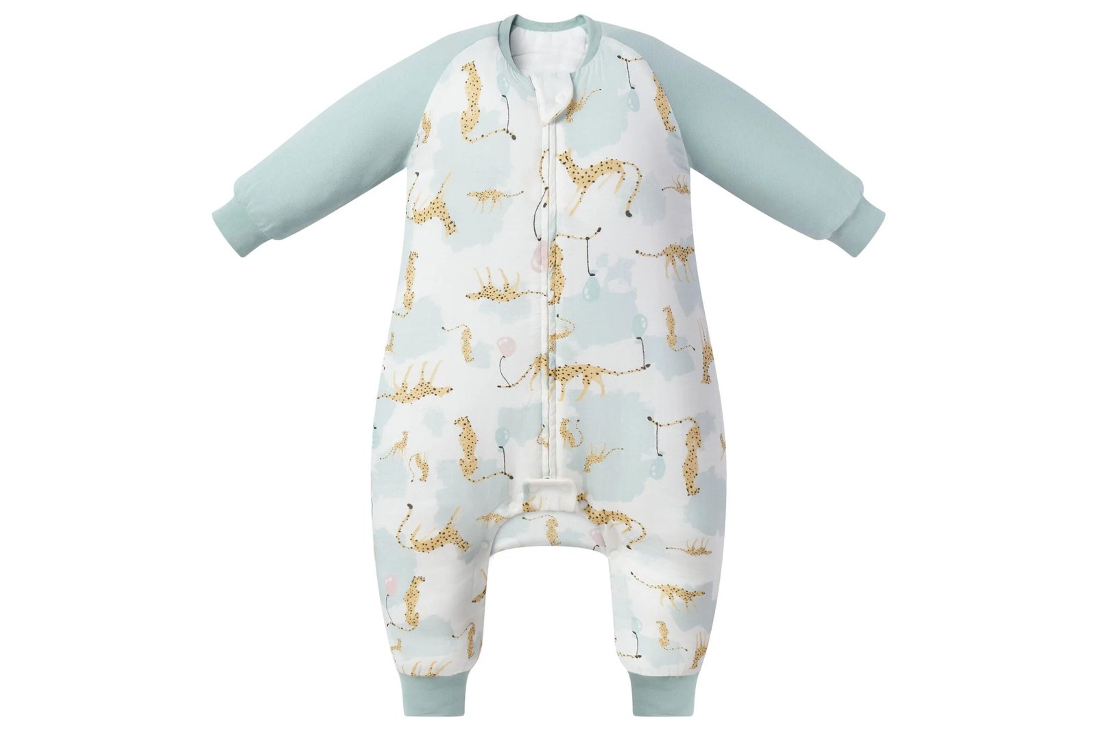 ND23F114U08CHP_1 Raglan Bamboo Long Sleeve Footed Sleep  Bag 2.5 TOG - Cheetah Party - Image 1