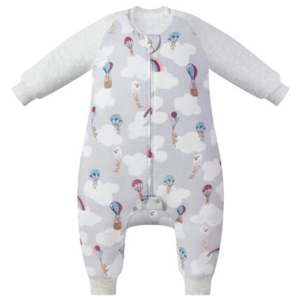 Raglan Long Sleeve Footed Sleep Bag 2.5 TOG (Bamboo) - Meerkats Away!