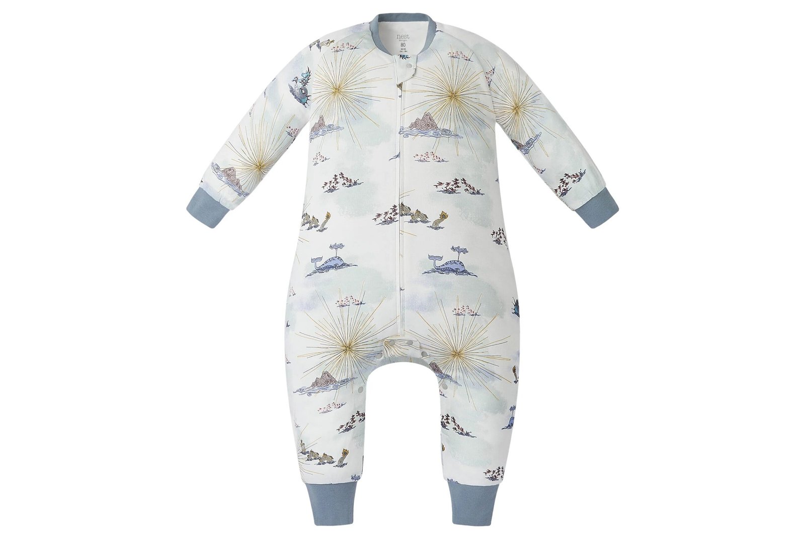 ND24S111U05C12_1 Long Sleeve Footed Sleep Bag 1.0 TOG (Organic Cotton) - Ocean Wonders - Image 1