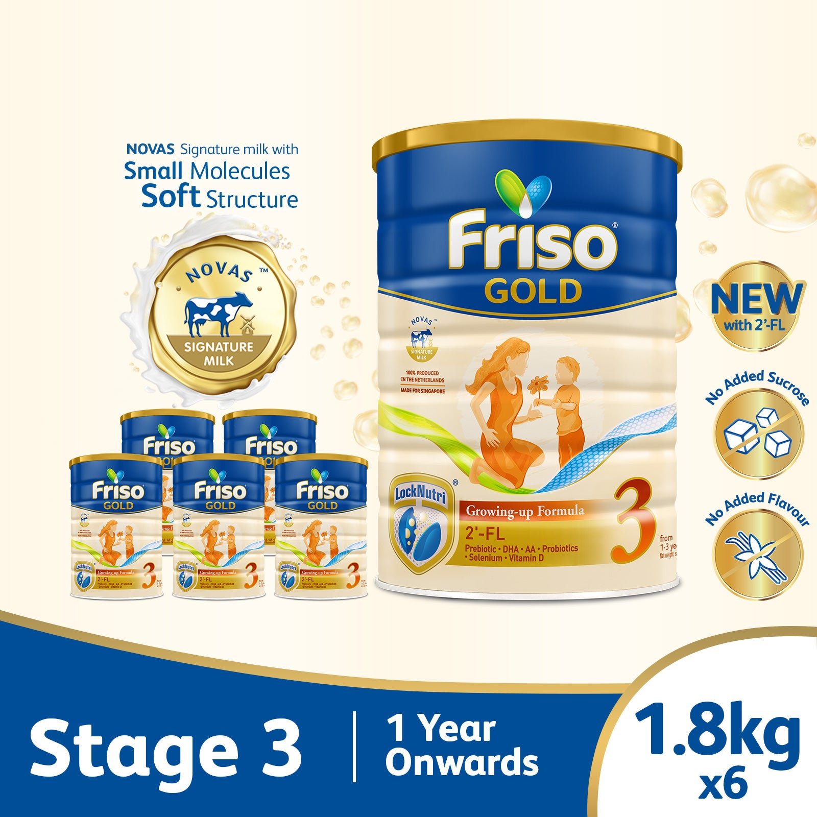 S3-18kg-Bundle-6x Friso Gold 3 Growing Up Milk with 2'-FL 1.8kg for Toddler 1+ years Milk Powder (Bundle of 6) - Image 1