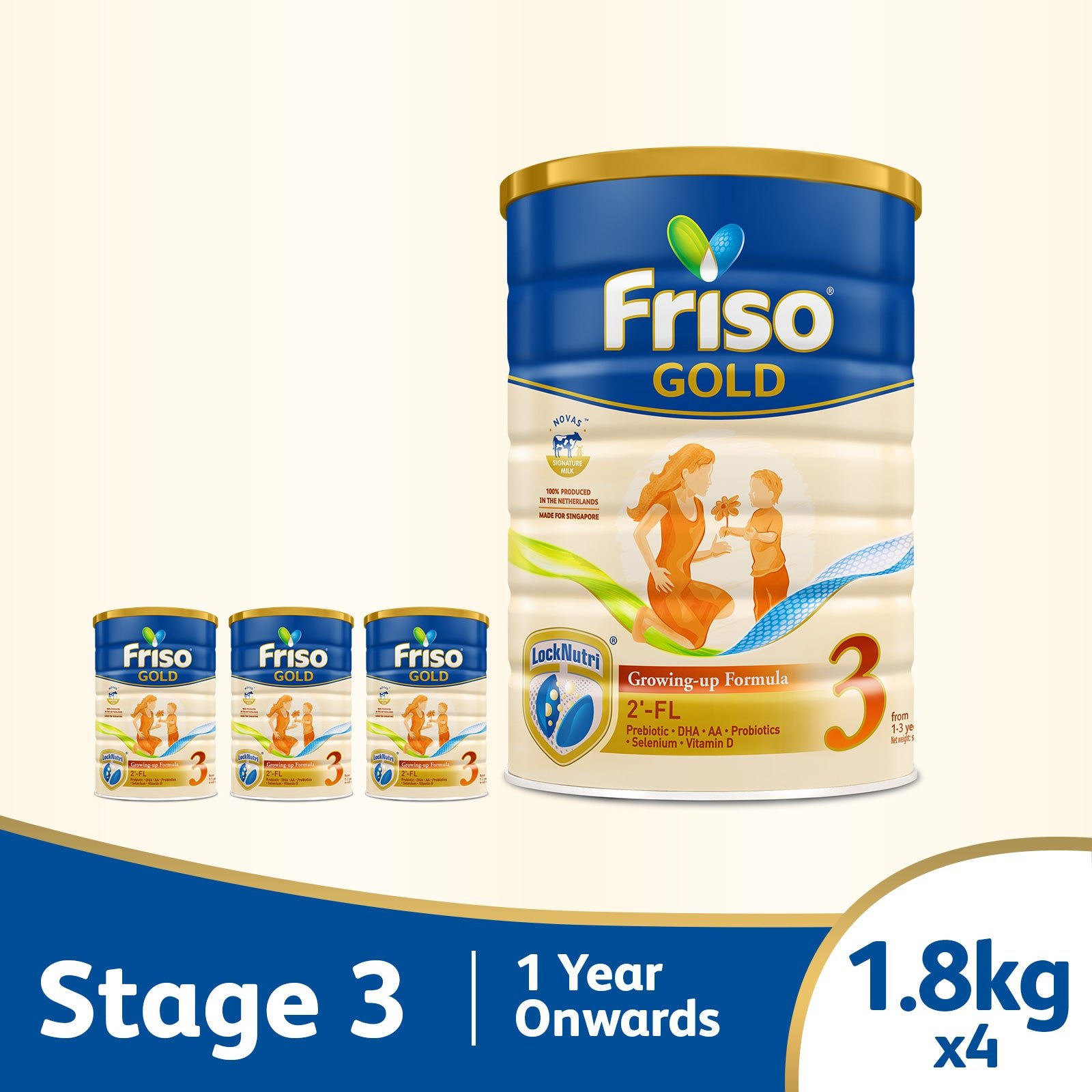 S3-4x-bundle Friso Gold 3 Growing Up Milk with 2'-FL 1.8kg for Toddler 1+ years Milk Powder (Bundle of 4) - Image 1