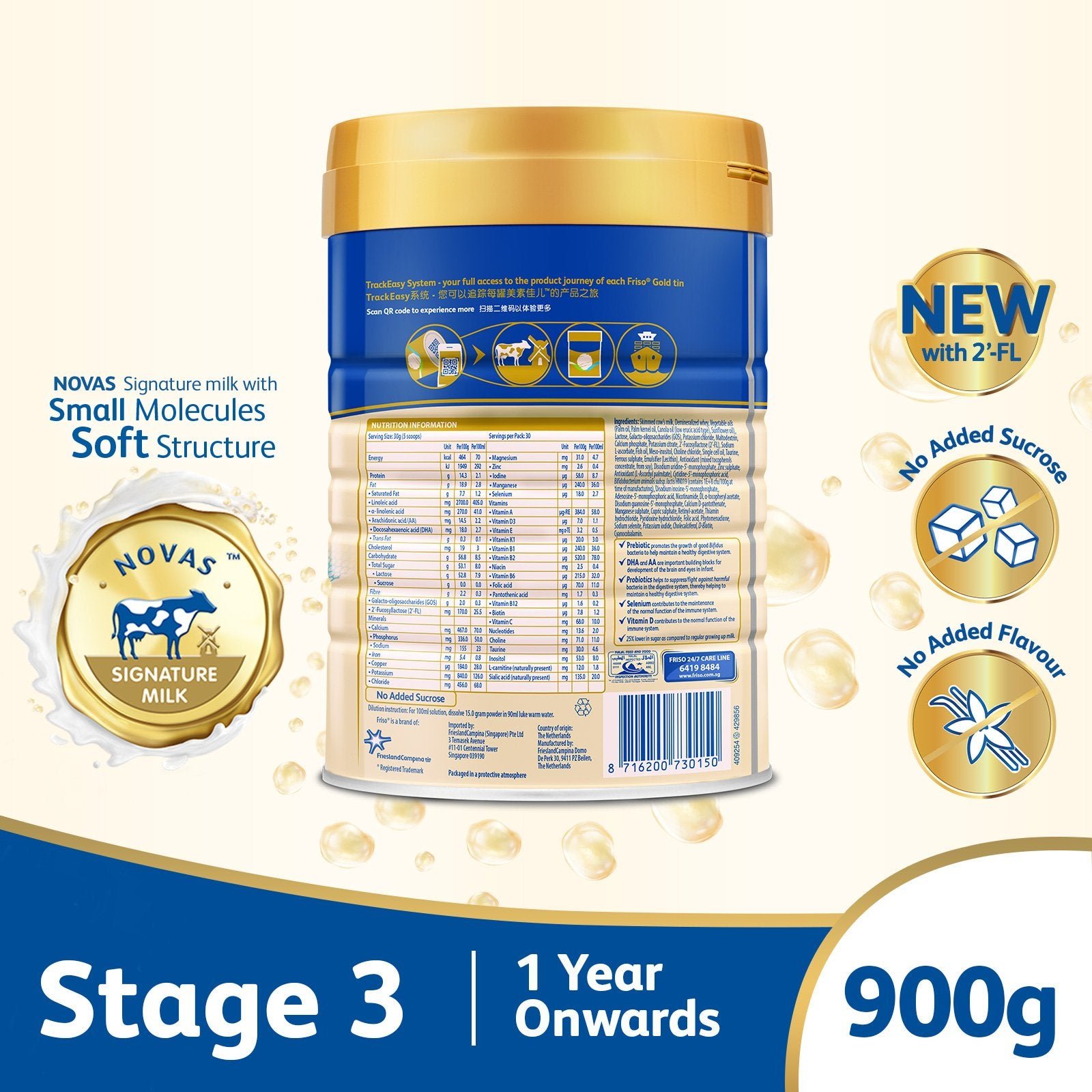 S3900g_v1_d91bb5f8-fec8-4c7f-a71a-bd46626d8510 Friso Gold 3 Growing Up Milk with 2'-FL 900g for Toddler 1+ years Milk Powder (Bundle of 6) - Image 2