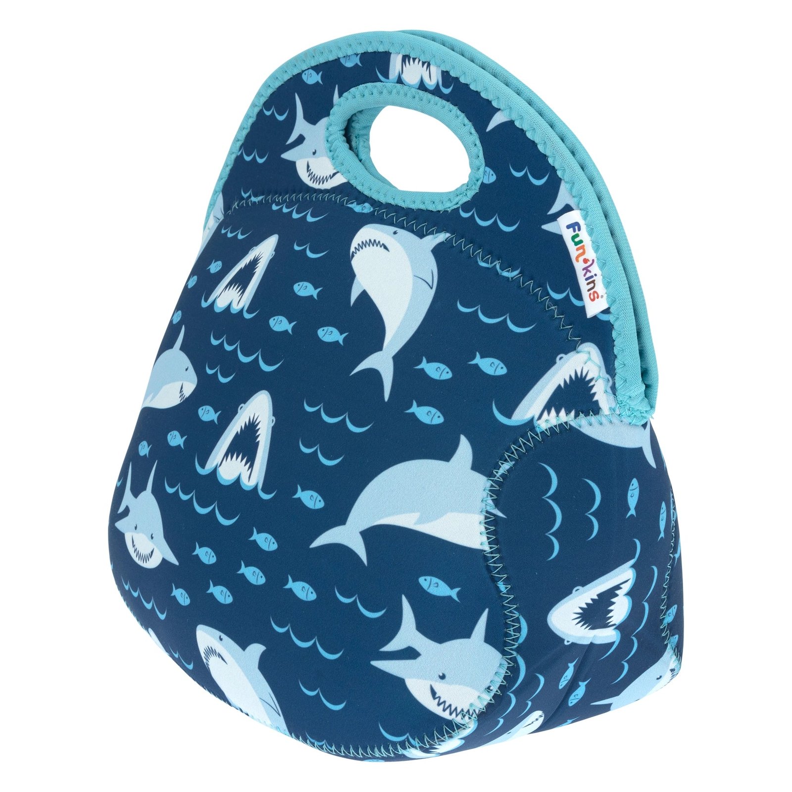 c4027a1c1cb6b10ffe3d600394b1043088eef3e40d8a0c522cc78fc87593dcef Large, Machine Washable Lunch Bag for Kids - Sharks - Image 2