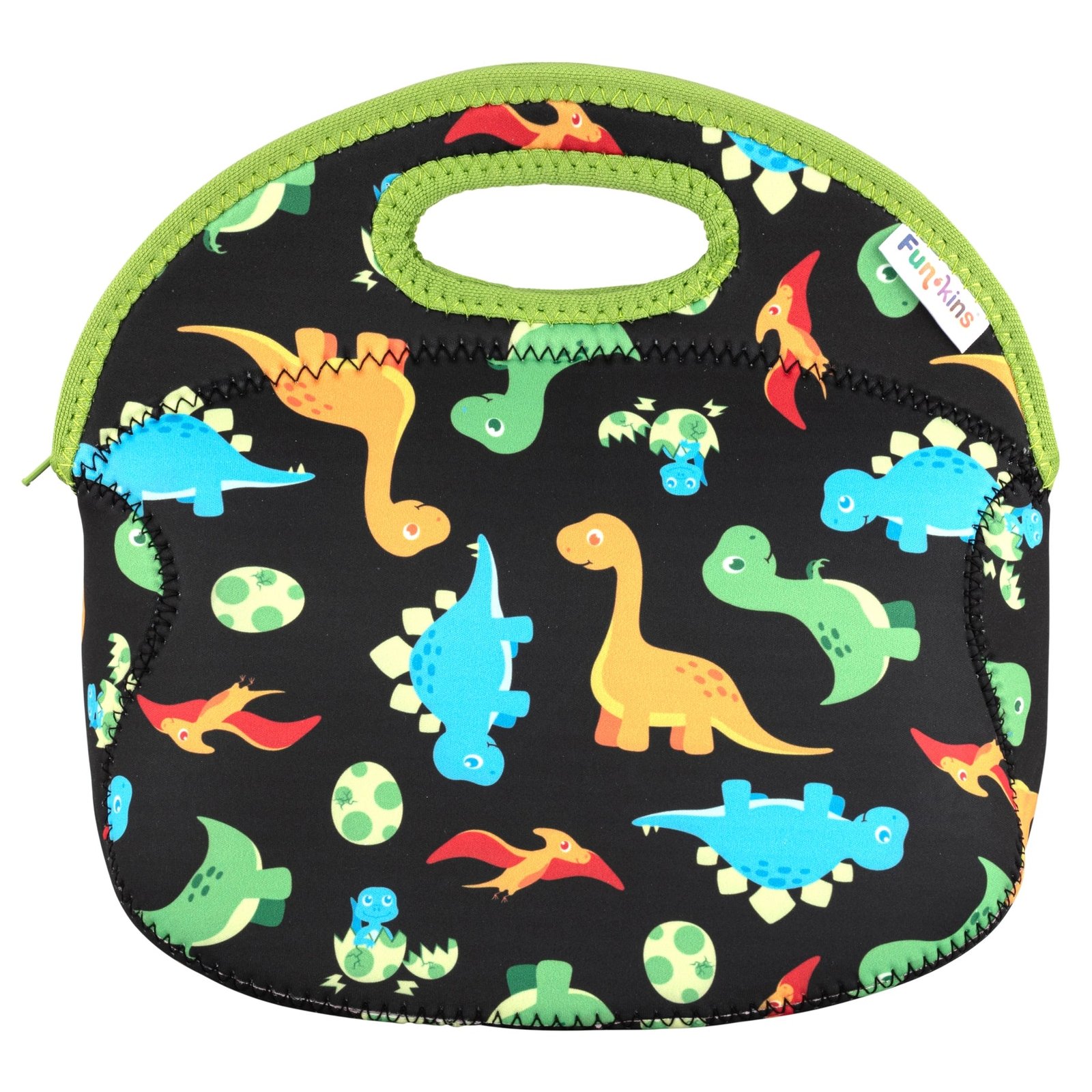 c443d1a12085e77c61f43861cad5c7cef3a5126a8e6ee81007e1433b761aa2be Large, Machine Washable Lunch Bag for Kids - Black Dinos - Image 1