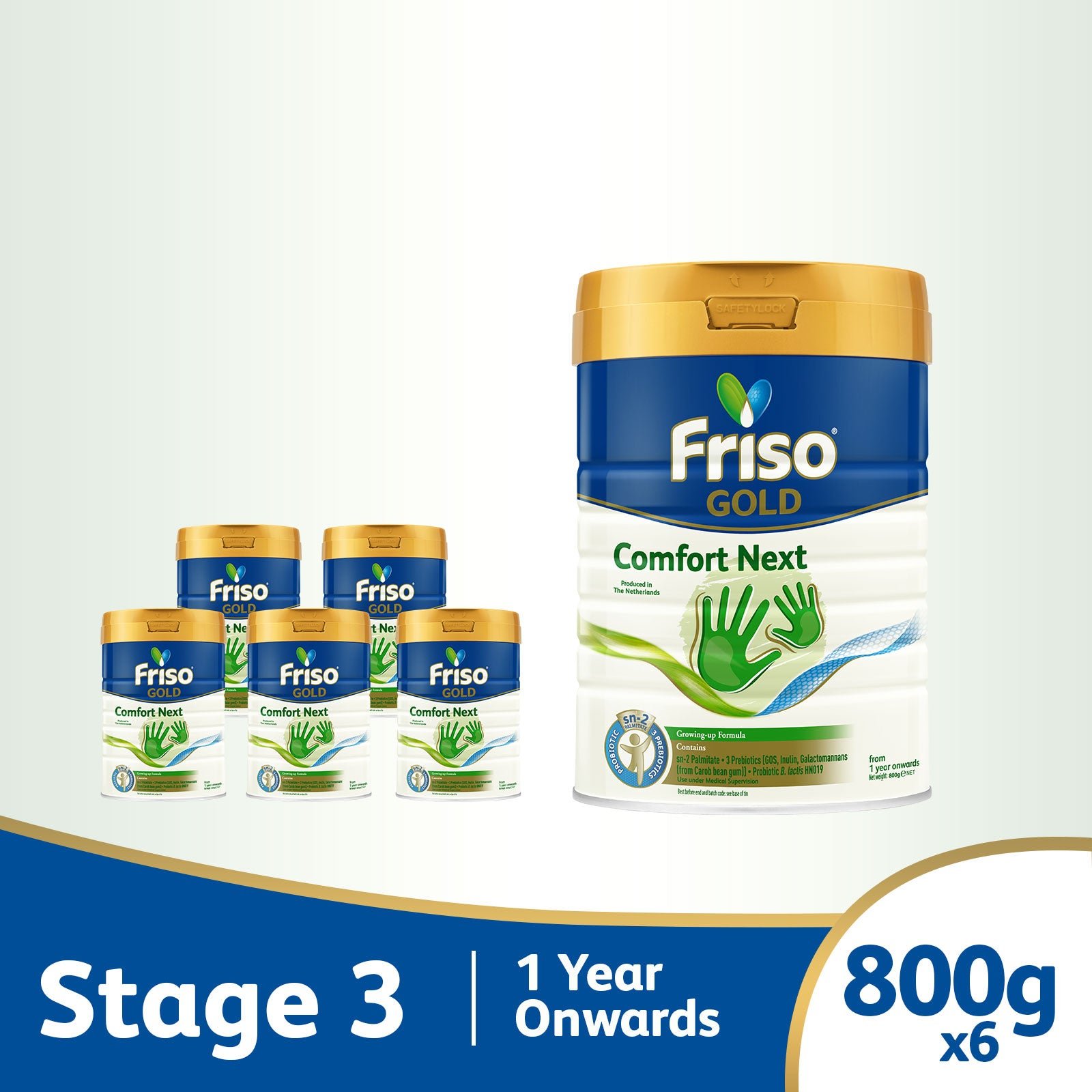 comfort-next-800g-x6 (Bundle of 6) Friso Gold Comfort Next 800g - Specialty Growing Up Milk For 1 Year Onwards - Image 1