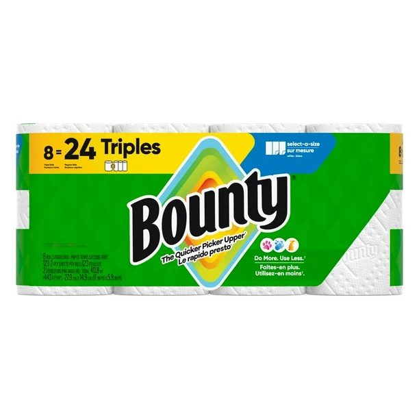 e104bcfc-f651-488a-9a21-b10c13222a4e.8149a132e51ff6dca422910b72cb9911 Bounty Paper Towels Select-A-Size White, 8 Triple Rolls Per Roll, 8CT - Image 6