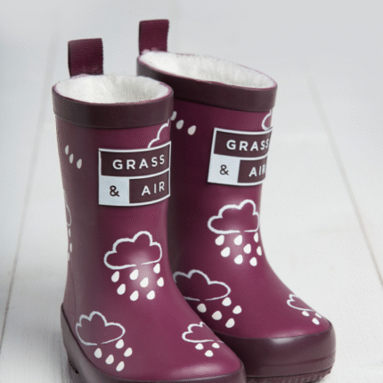 Mulberry Colour-Changing Kids Wellies with Teddy Fleece Lining